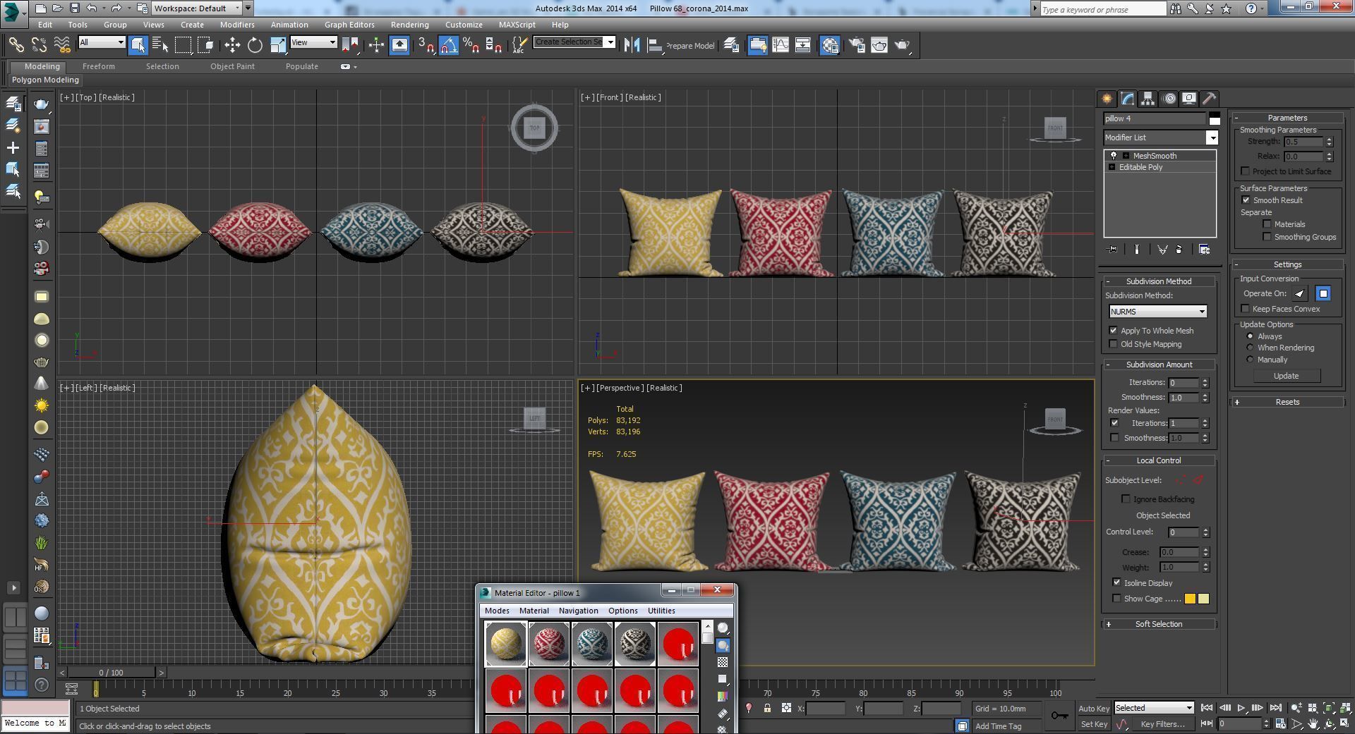 Decorative pillows set 068  3D model_4