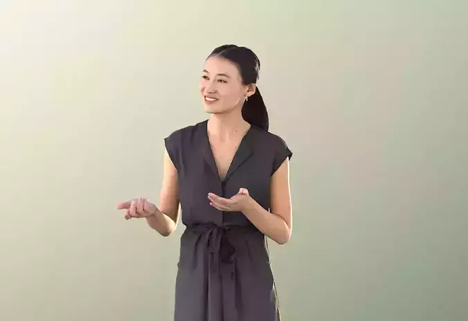 Francine 11284 - Asian Woman Talking Low-poly 3D model
