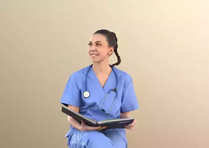 Estelle 11090 - Nurse Hospital with Folder 3dhuman