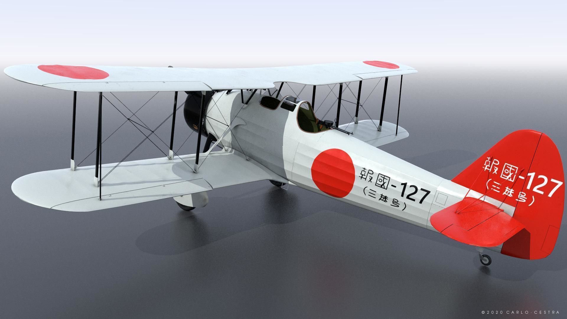 D1A2  Hokoku-127 - Rigged Low-poly 3D model_4