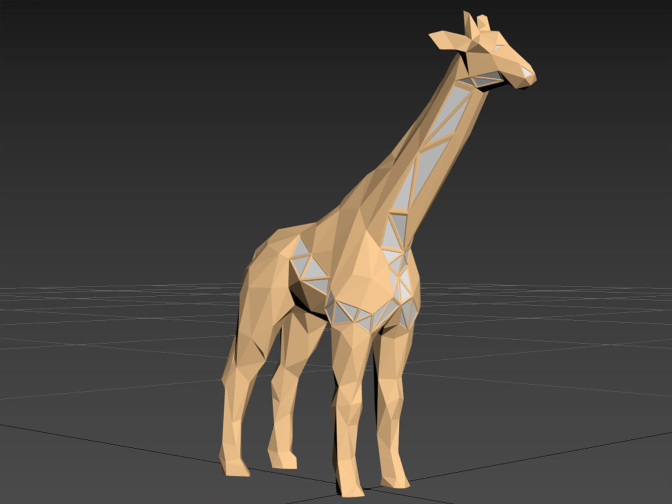 Polygonal Giraffe Parametric 3D print model_11