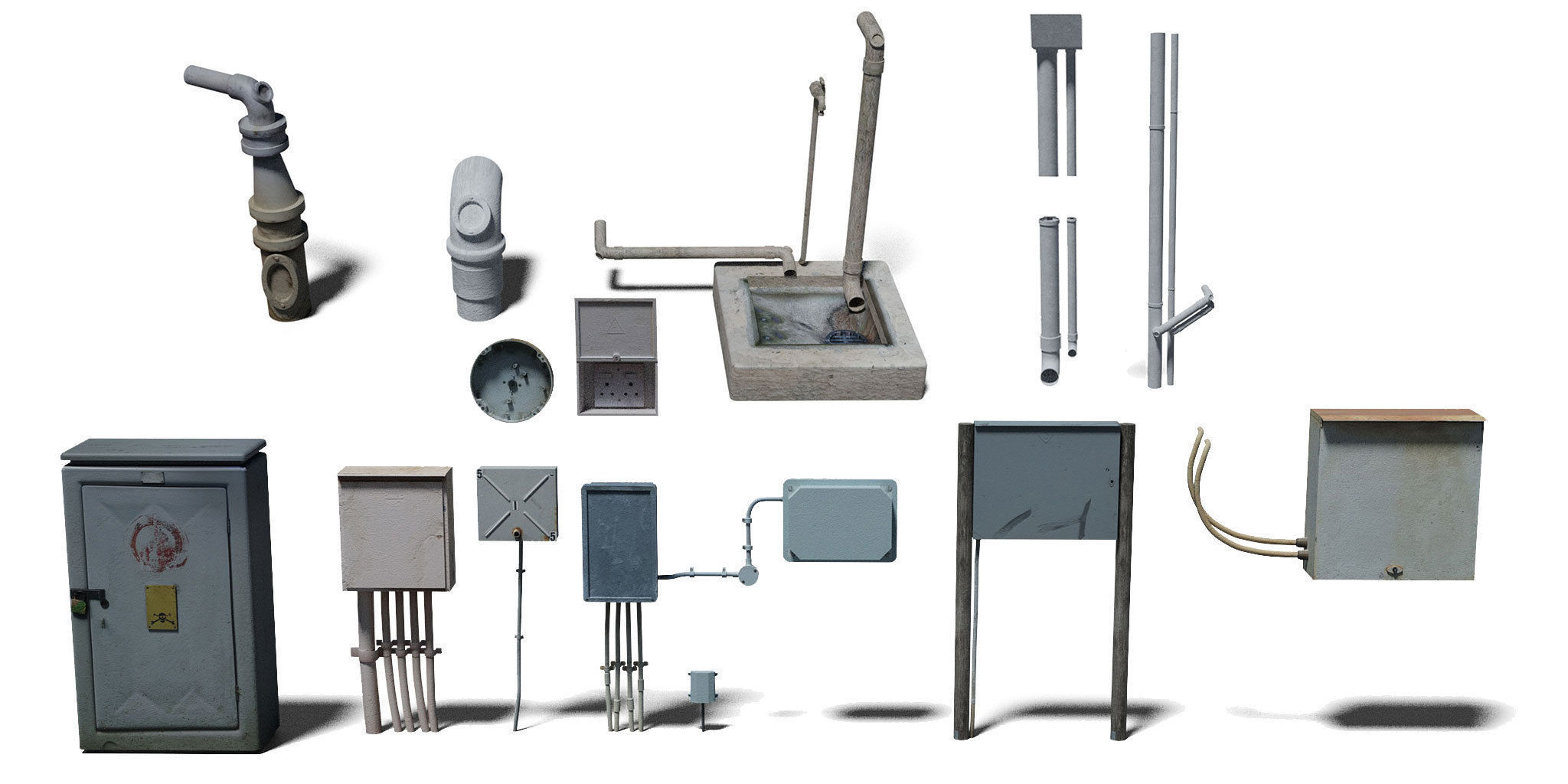 Set dressing detailing kitbash for city scene environments 3D model_2