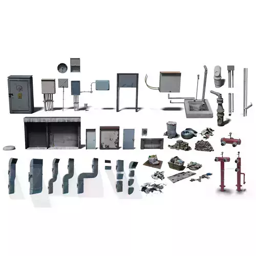 Set dressing detailing kitbash for city scene environments 3D model