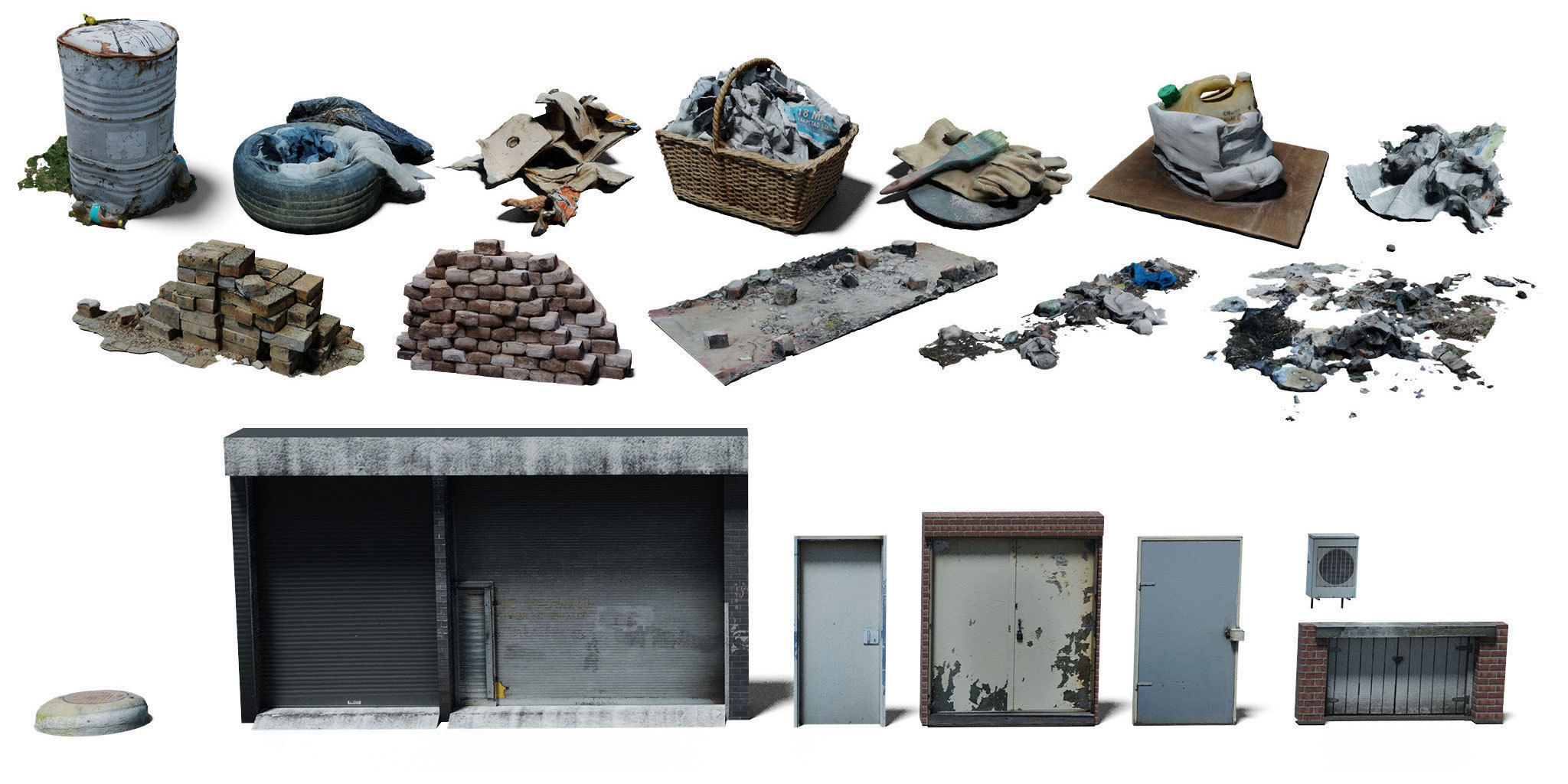 Set dressing detailing kitbash for city scene environments 3D model_1