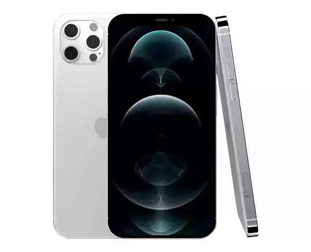 Apple iPhone 12 Pro Max Silver Low-poly 3D model
