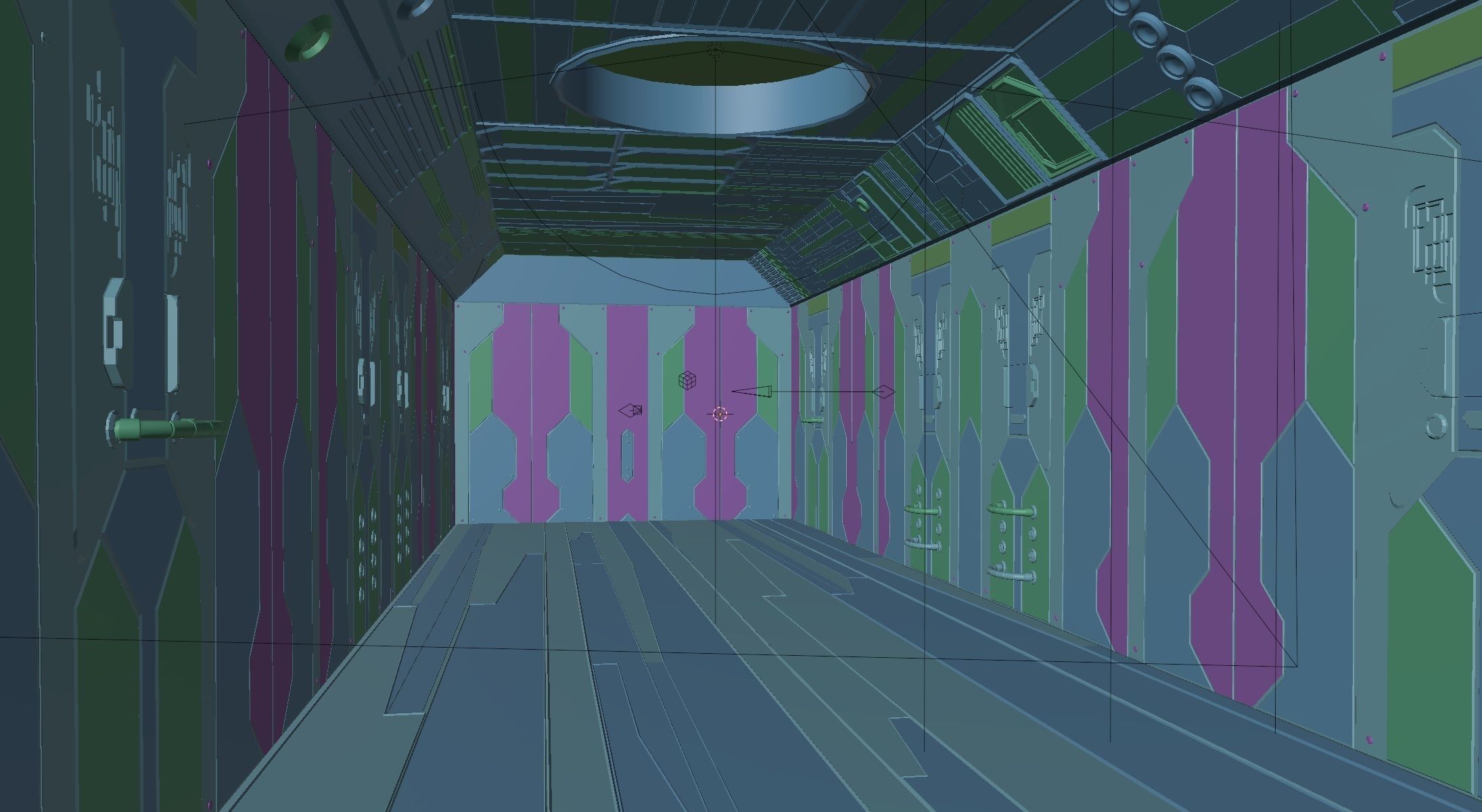Sci Fi Corridor in Space Low-poly 3D model_2