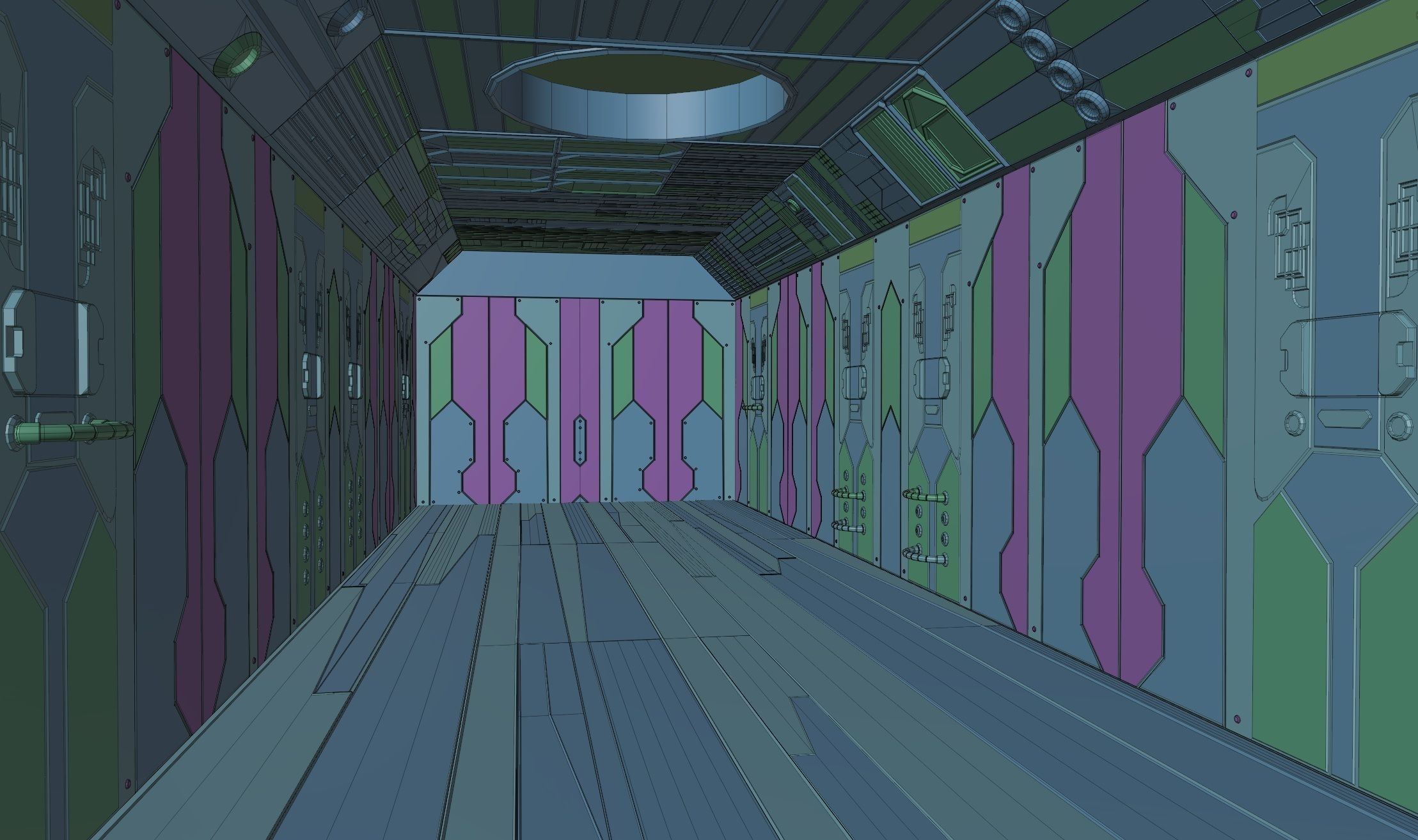Sci Fi Corridor in Space Low-poly 3D model_4