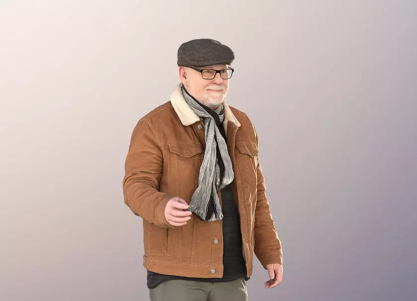 Phil 11317 - Old Man Walking Outdoors Fall Winter Low-poly 3D model_0