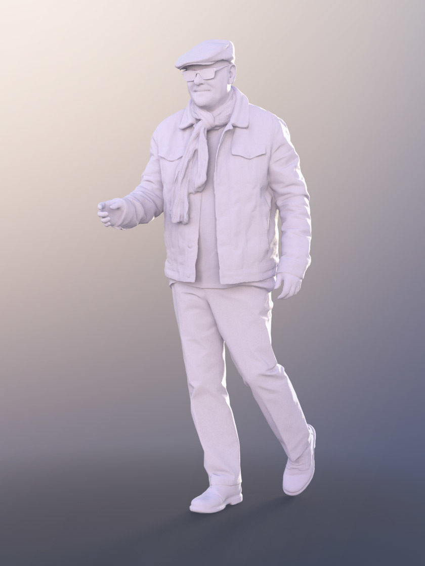 Phil 11317 - Old Man Walking Outdoors Fall Winter Low-poly 3D model_5