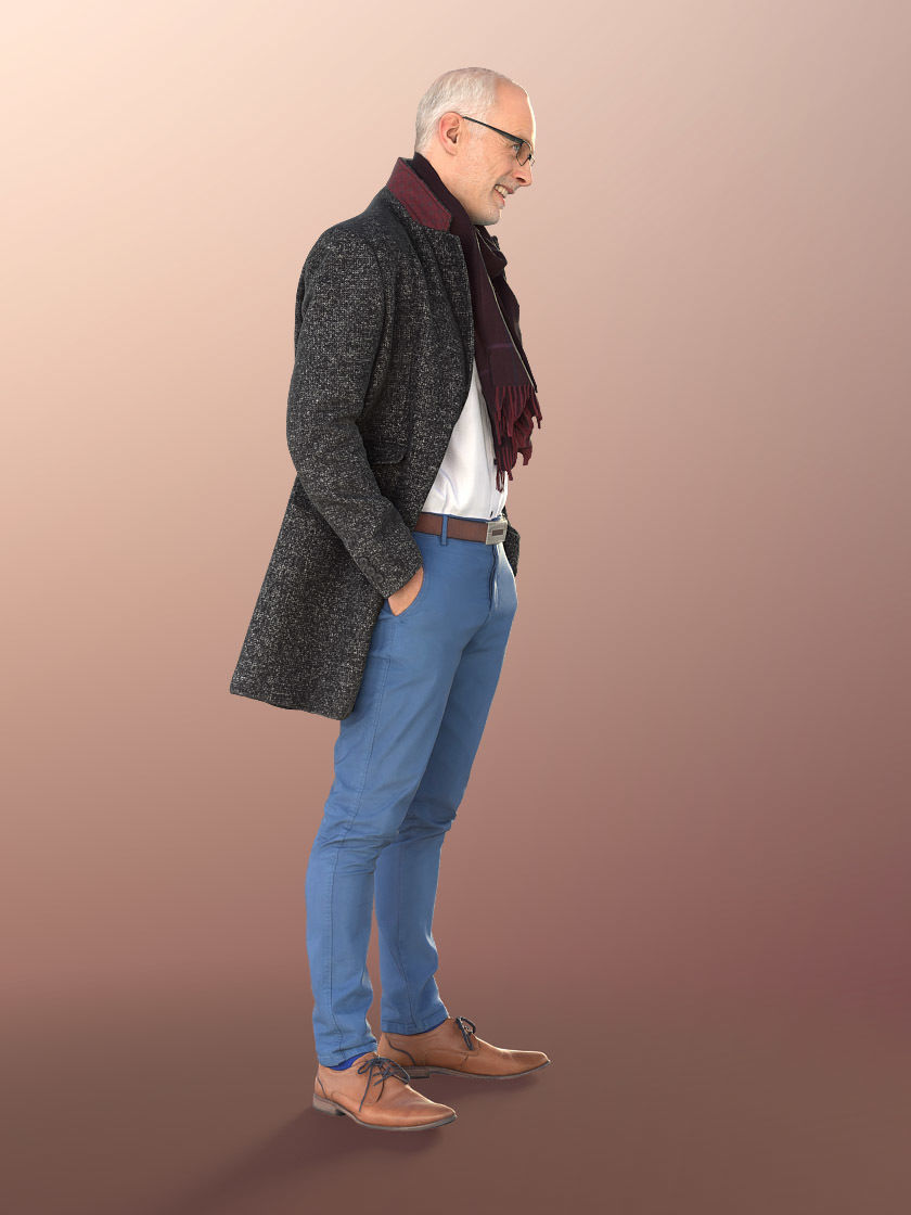 Jason 11308 - Best Ager Business Man in Coat Low-poly 3D model_3