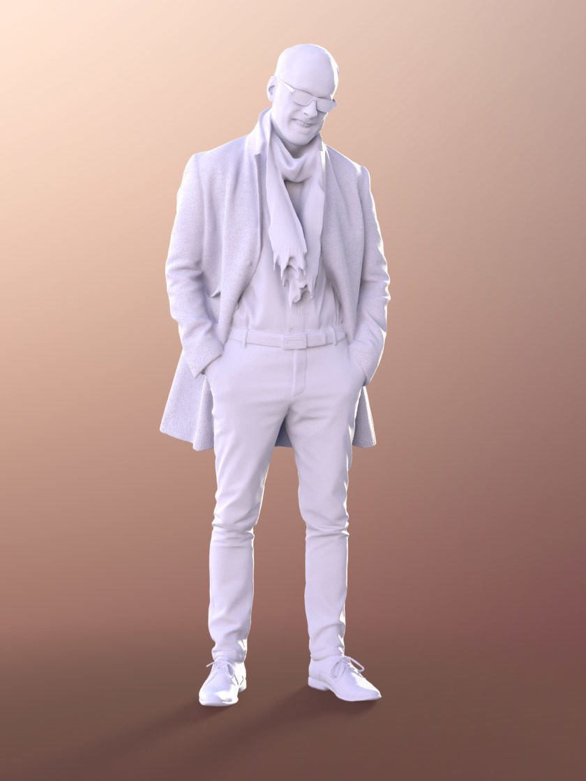 Jason 11308 - Best Ager Business Man in Coat Low-poly 3D model_2