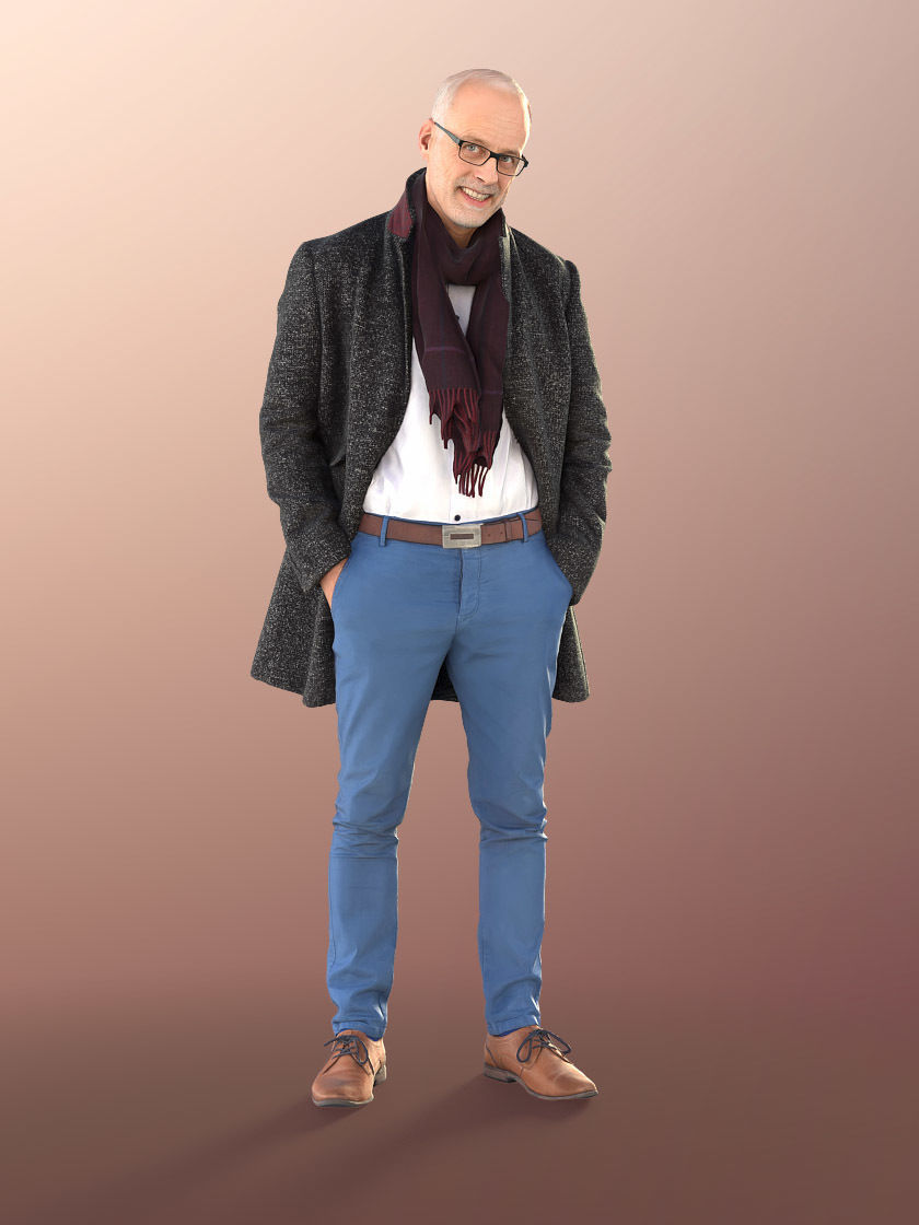 Jason 11308 - Best Ager Business Man in Coat Low-poly 3D model_1