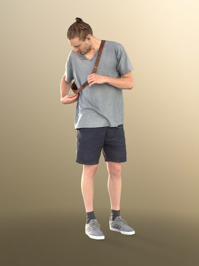 Milo 11216 - Casual Street Style Guy with Bag Low-poly 3D model_2