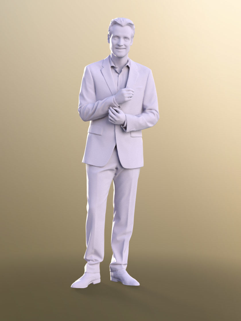 Will 10856 - Senior Business Man in Suit Low-poly 3D model_3
