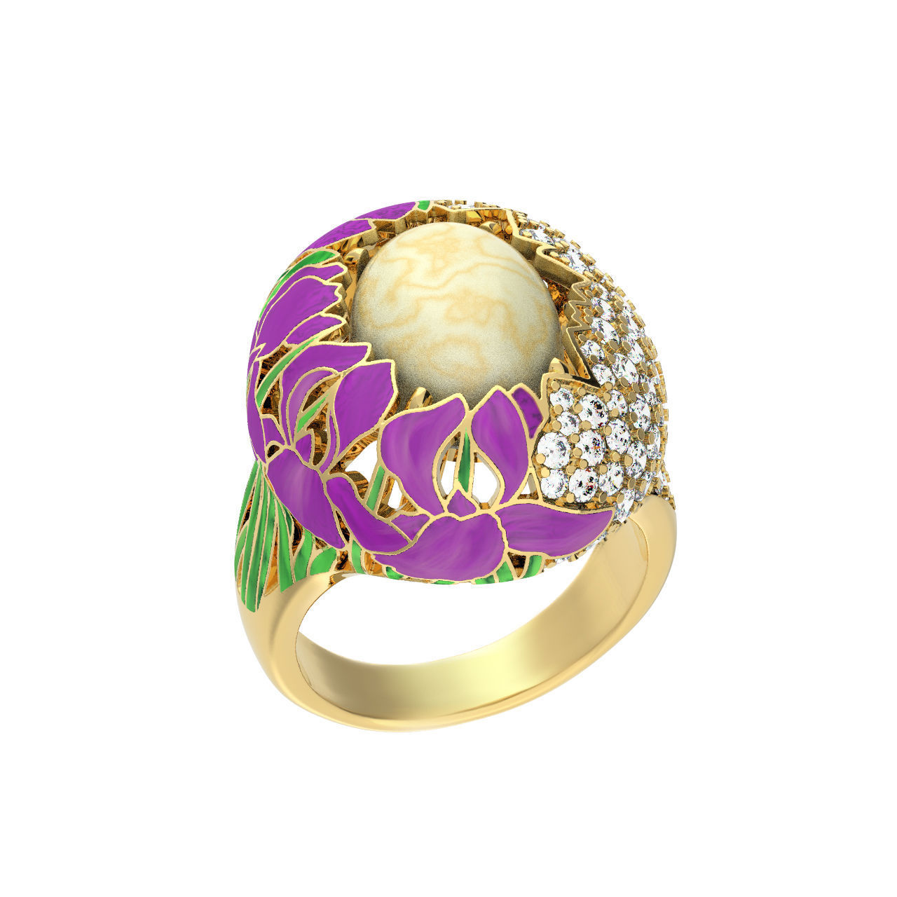 N194 Sultan iris enamel ring 3D print model_1