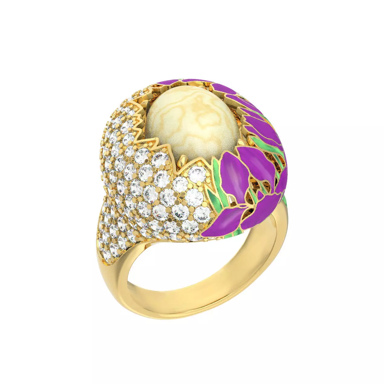 N194 Sultan iris enamel ring 3D print model_0