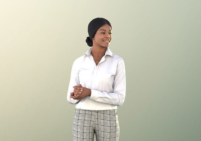 Micaela 11408 - Black Business Woman In Office Low-poly 3D model