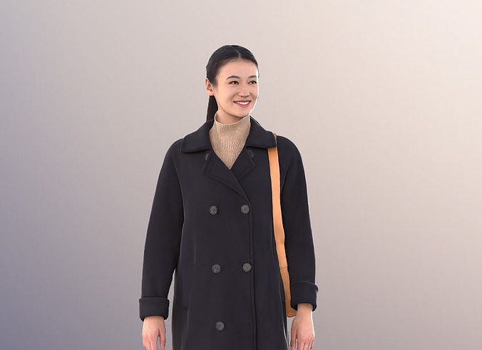 Francine 11286 - Asian Woman In Coat Outside Low-poly 3D model