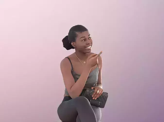 Serina 11193 - Black Girl Sitting