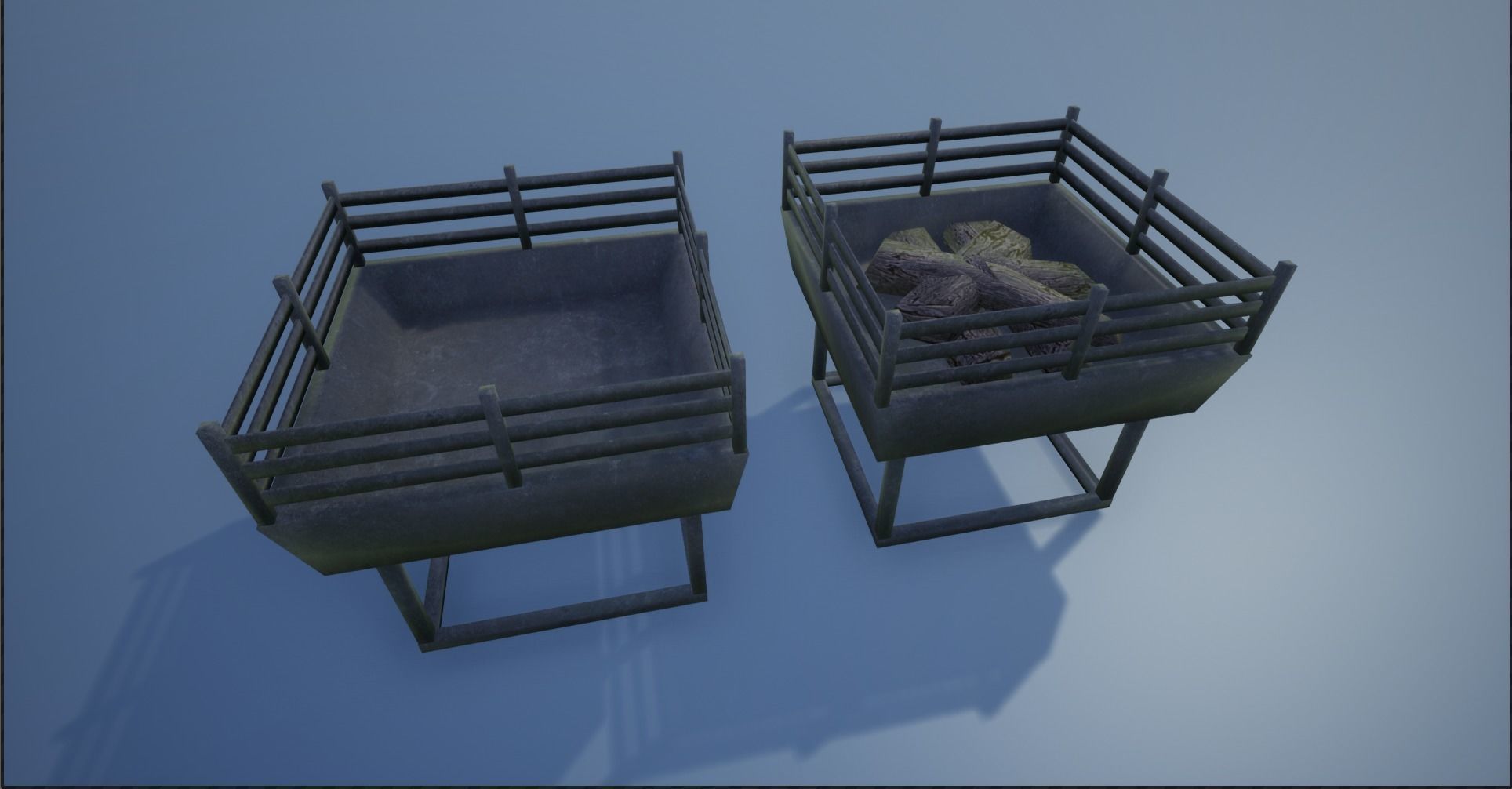 Medieval Iron Firepit and Torch Low-poly 3D model_23