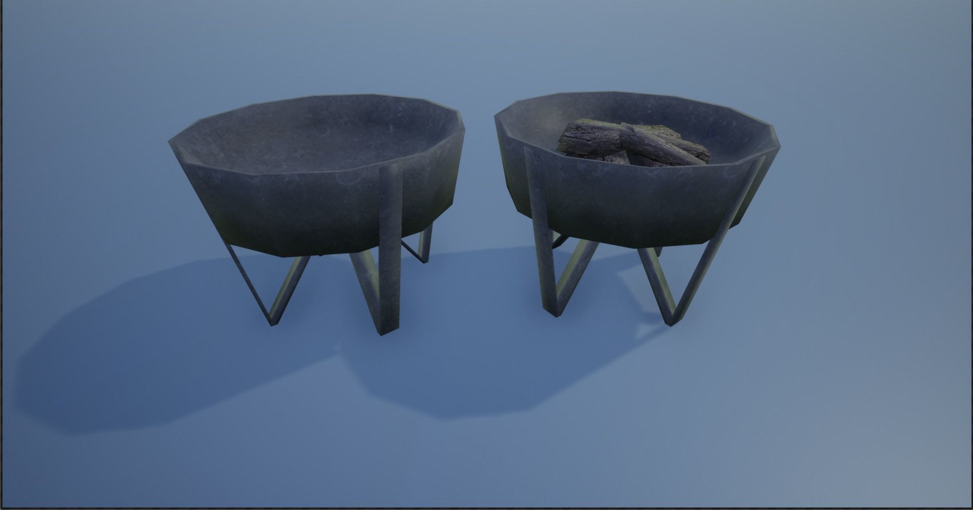 Medieval Iron Firepit and Torch Low-poly 3D model_19
