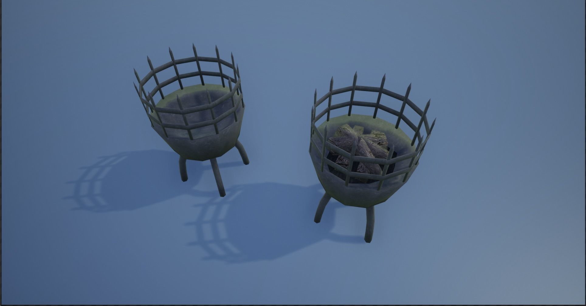 Medieval Iron Firepit and Torch Low-poly 3D model_10