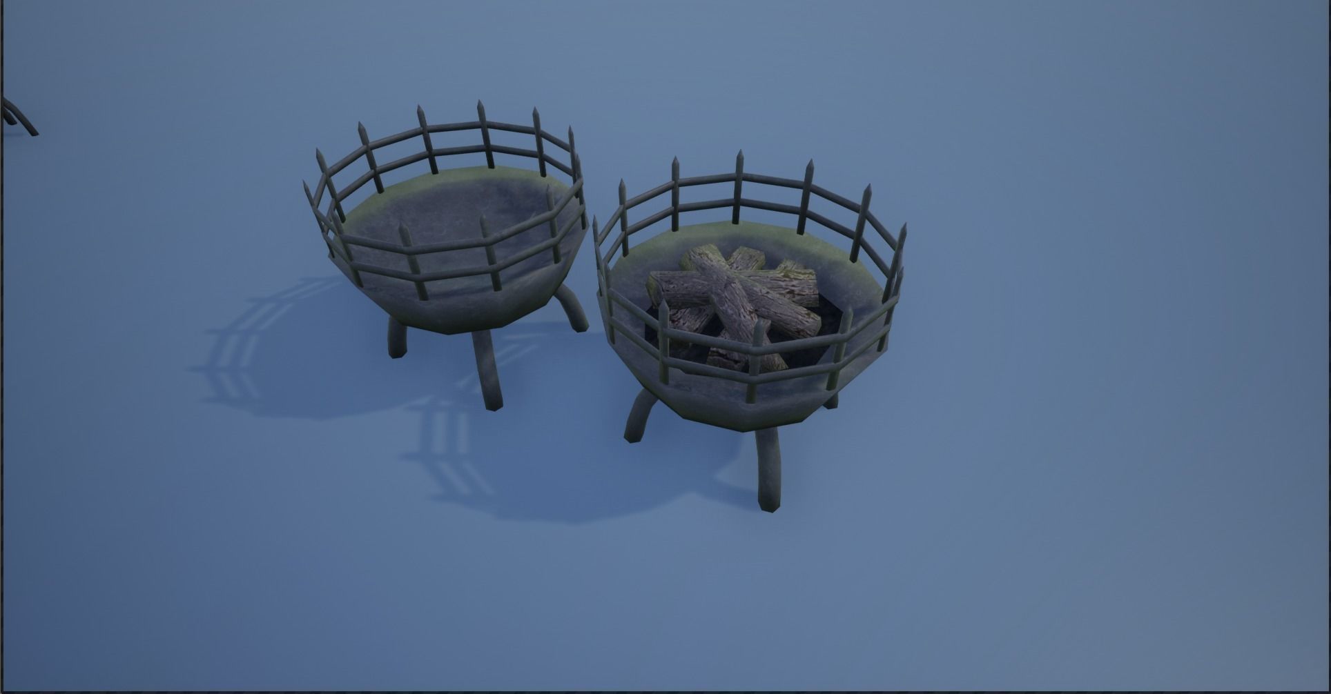 Medieval Iron Firepit and Torch Low-poly 3D model_14