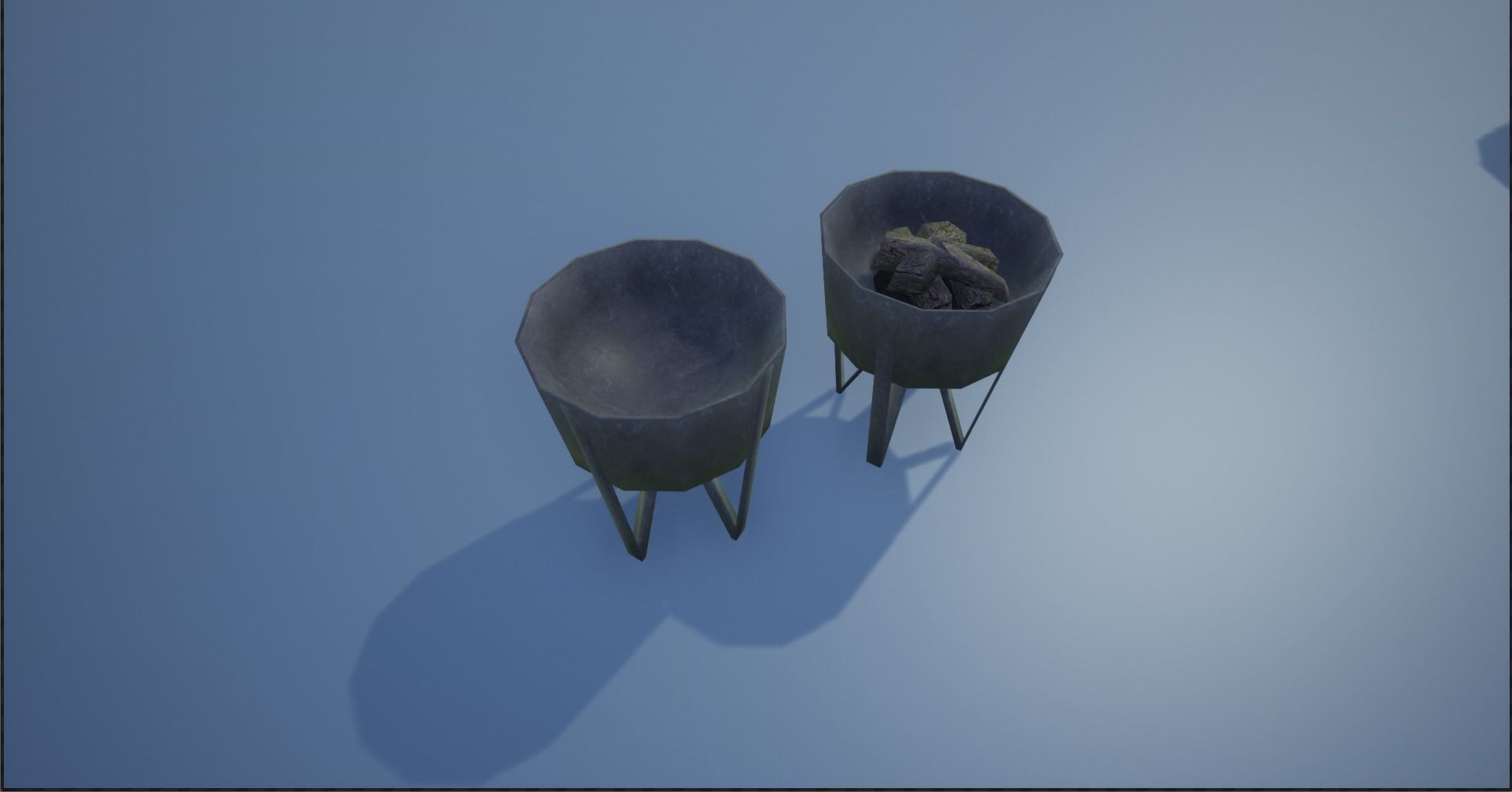 Medieval Iron Firepit and Torch Low-poly 3D model_16