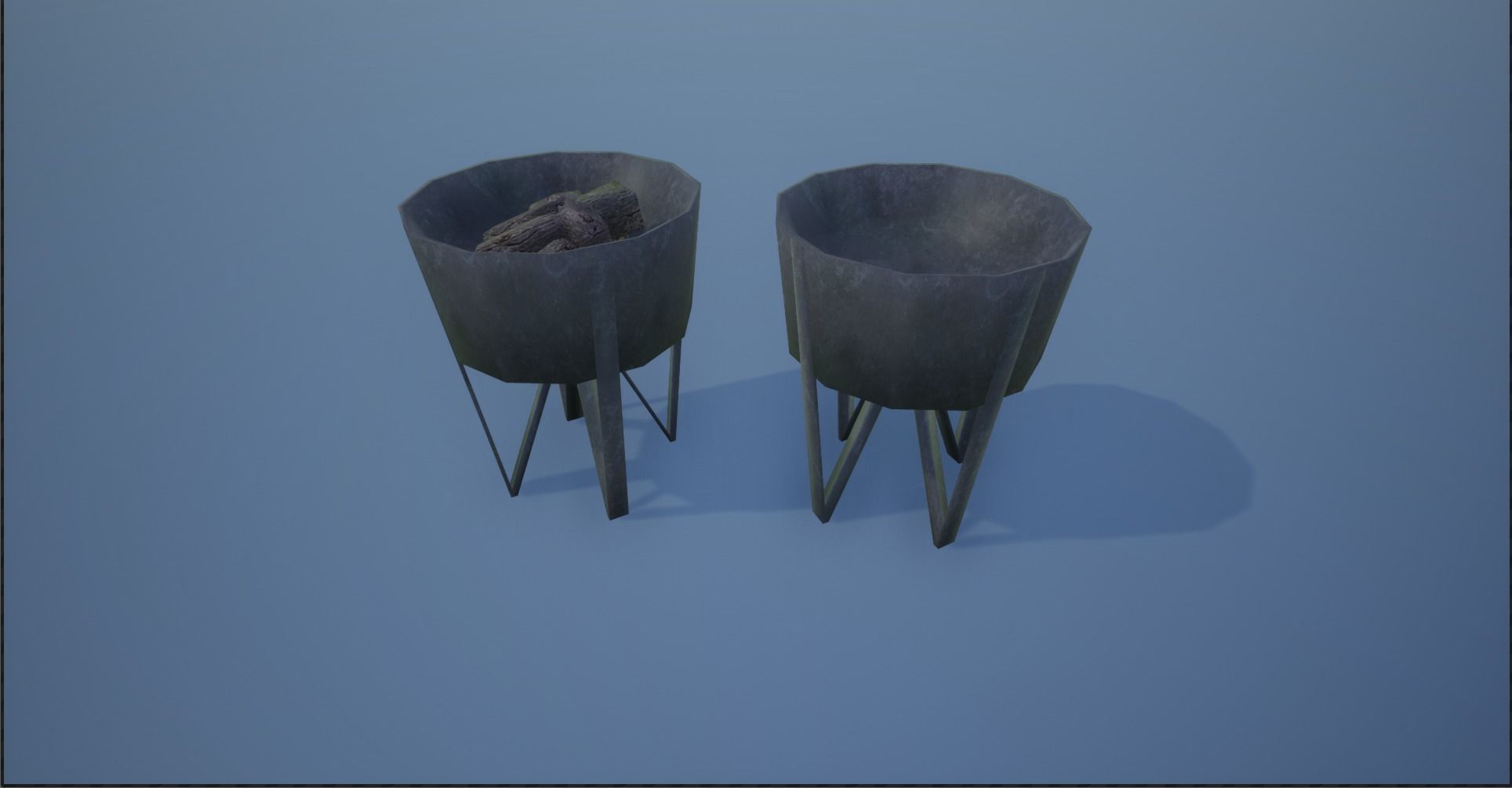 Medieval Iron Firepit and Torch Low-poly 3D model_17