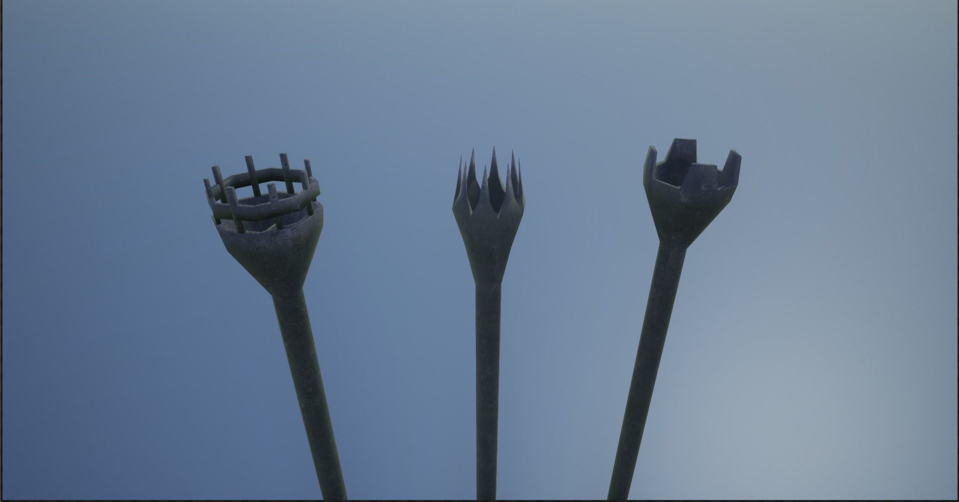 Medieval Iron Firepit and Torch Low-poly 3D model_26