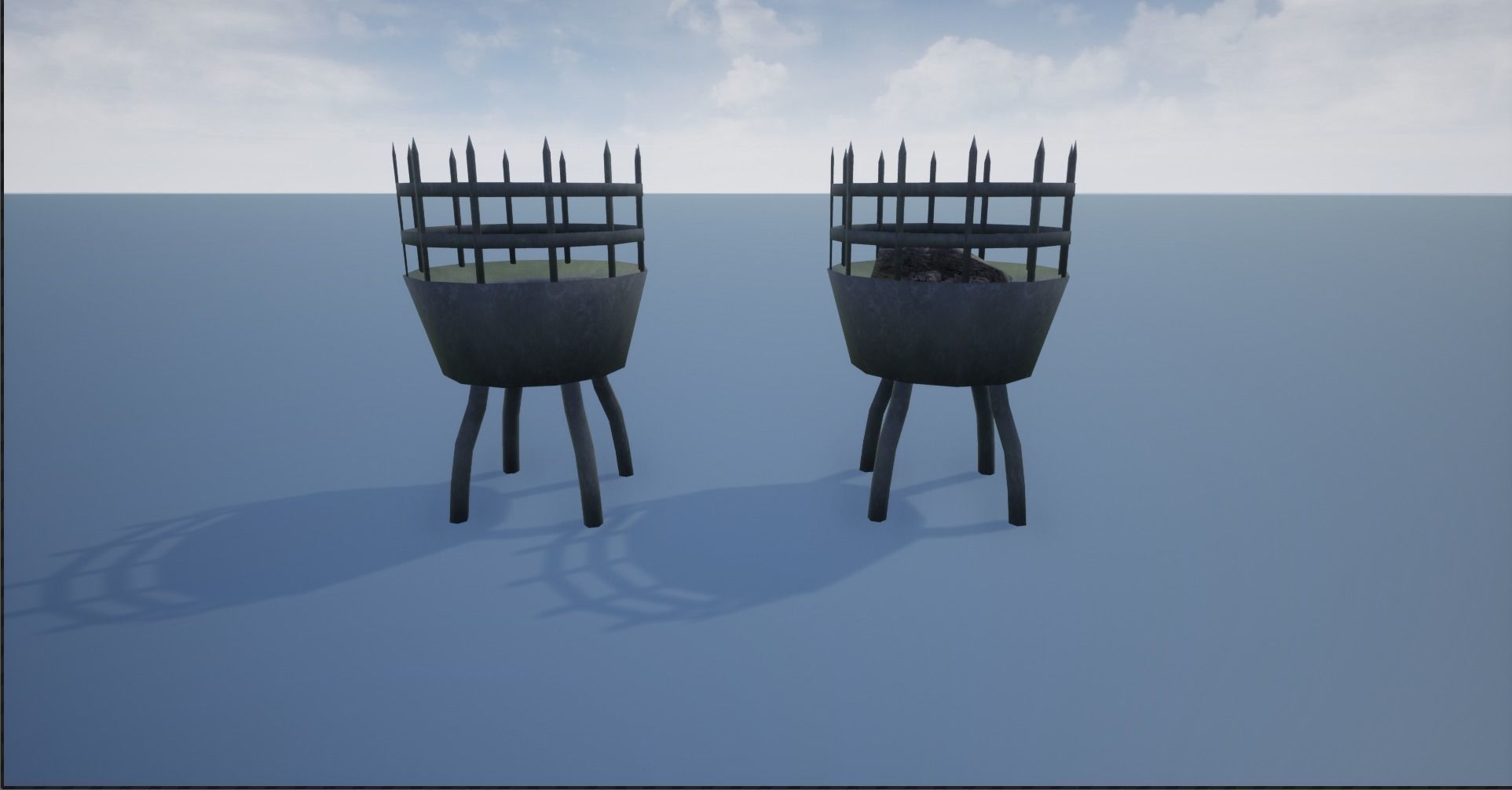 Medieval Iron Firepit and Torch Low-poly 3D model_11