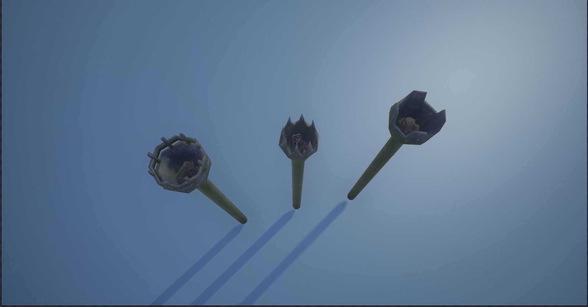 Medieval Iron Firepit and Torch Low-poly 3D model_27