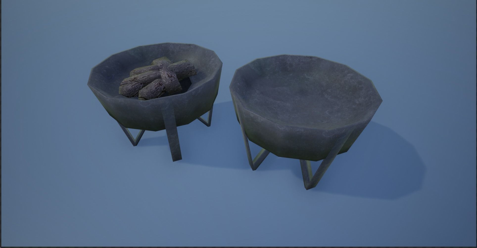 Medieval Iron Firepit and Torch Low-poly 3D model_18