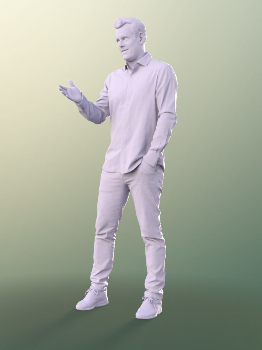 Connor 11260 - Officer Worker Employee Standing Talking Low-poly 3D model_5