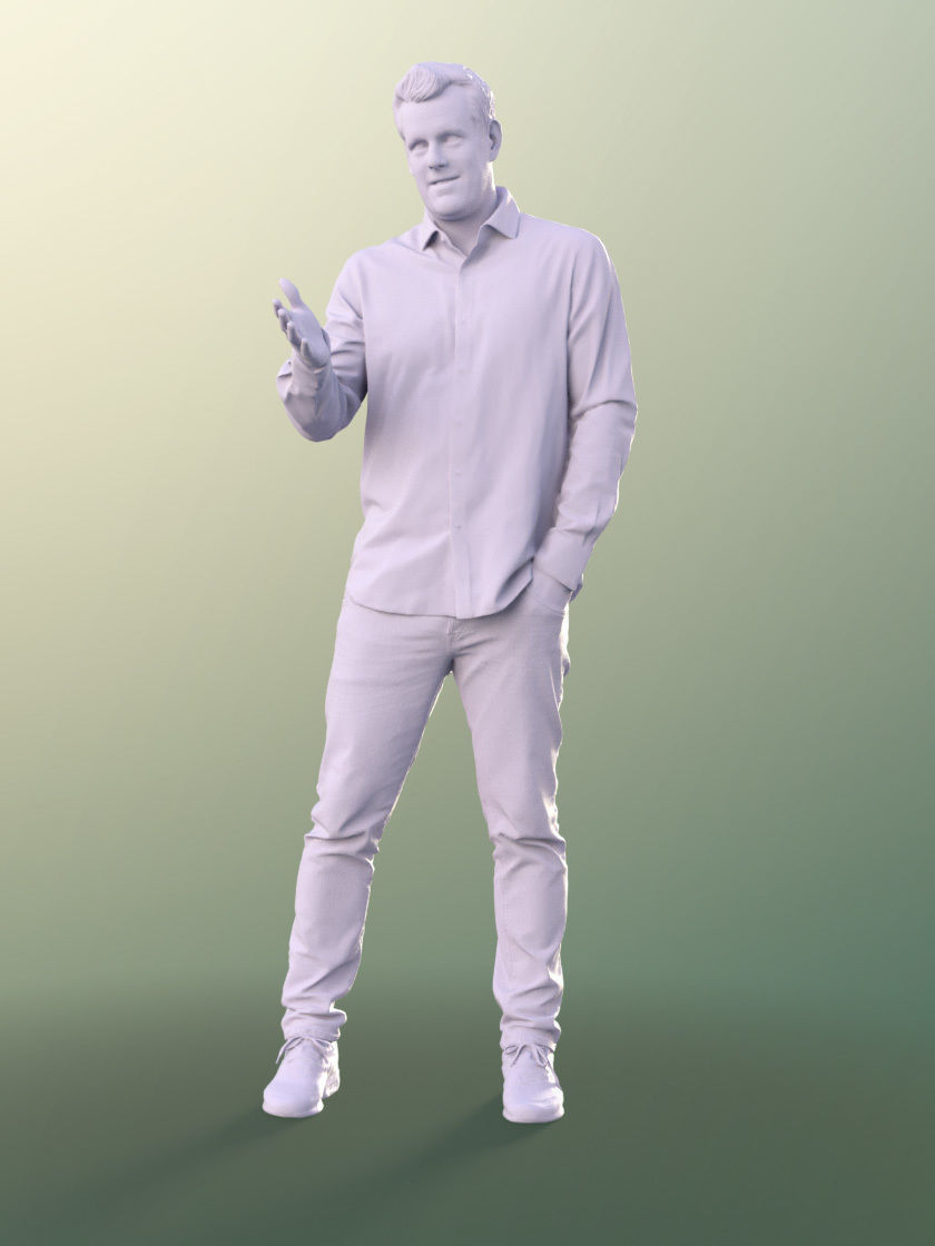 Connor 11260 - Officer Worker Employee Standing Talking Low-poly 3D model_3