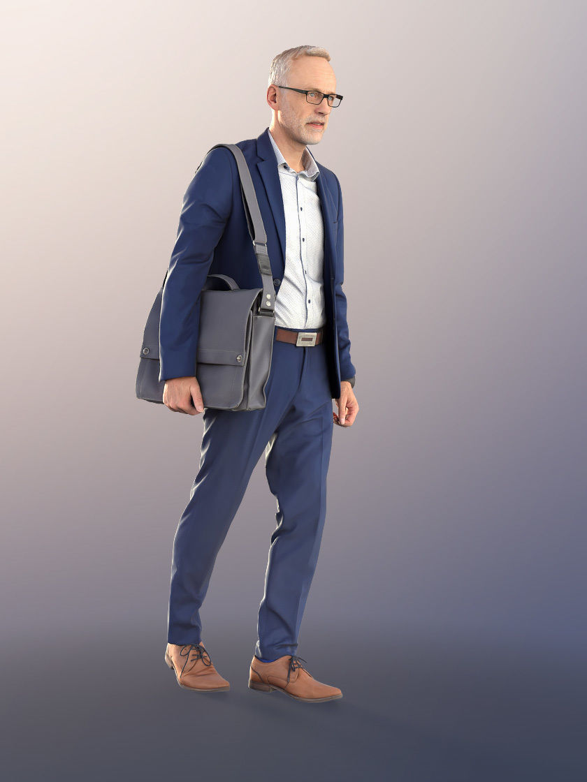 Jason 11253 - Business Man Walking in Suit Low-poly 3D model_2