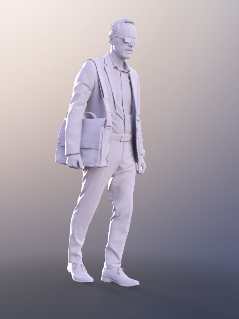 Jason 11253 - Business Man Walking in Suit Low-poly 3D model_3