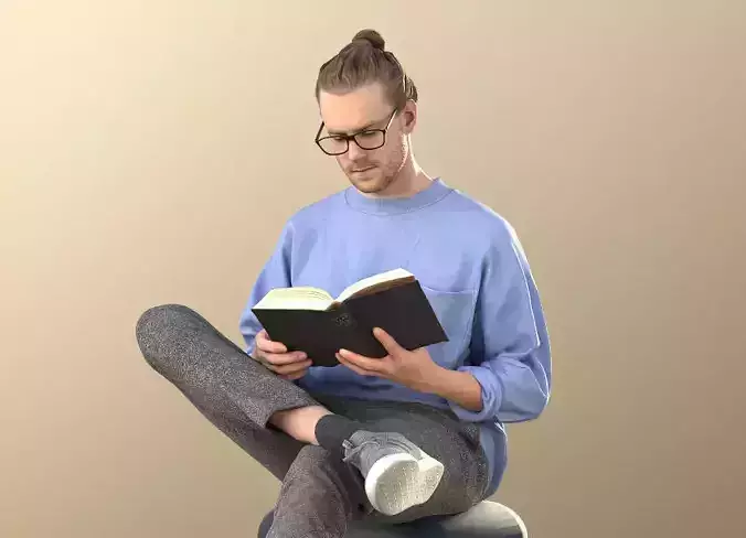 Milo 11238 - Hipster Guy Sitting Reading Casual