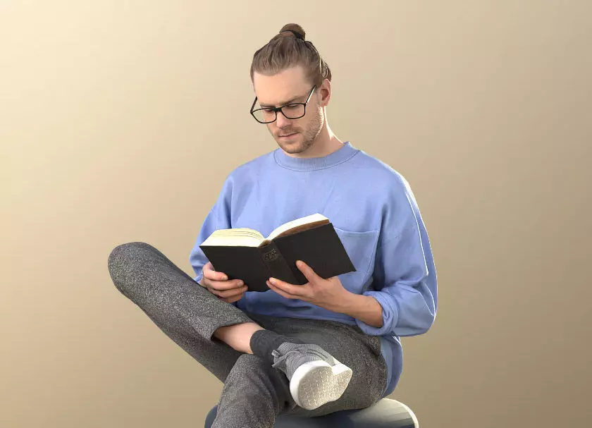 Milo 11238 - Hipster Guy Sitting Reading Casual Low-poly 3D model