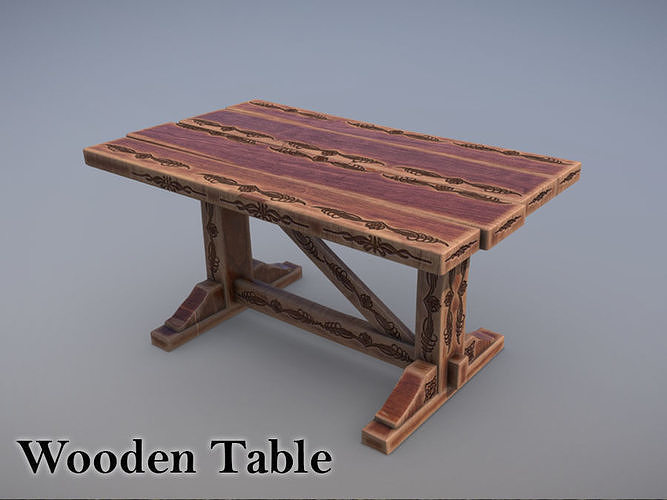 Wooden Table Low-poly 3D model