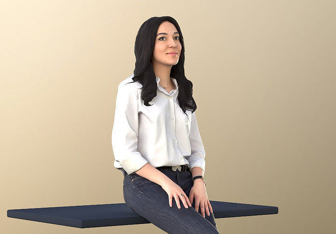 Amelie 11268 - Female Office Worker Employee Sitting Low-poly 3D model