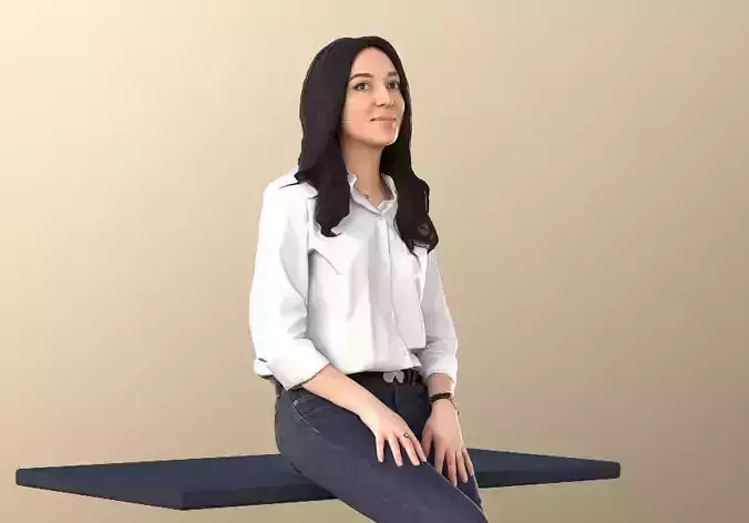 Amelie 11268 - Female Office Worker Employee Sitting