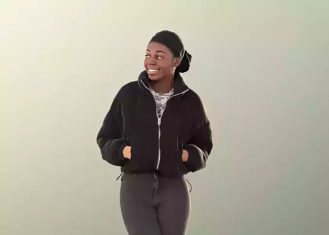 Serina 11194 - Black Girl Jacket Standing Street Style Low-poly 3D model