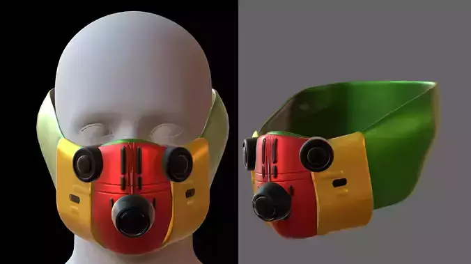 Gas mask helmet 3d model scifi Low-poly 