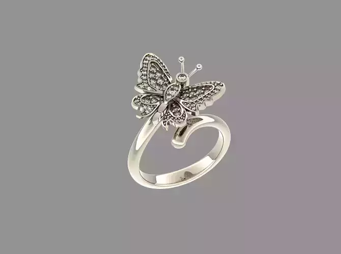  ring 3D print model butterfly