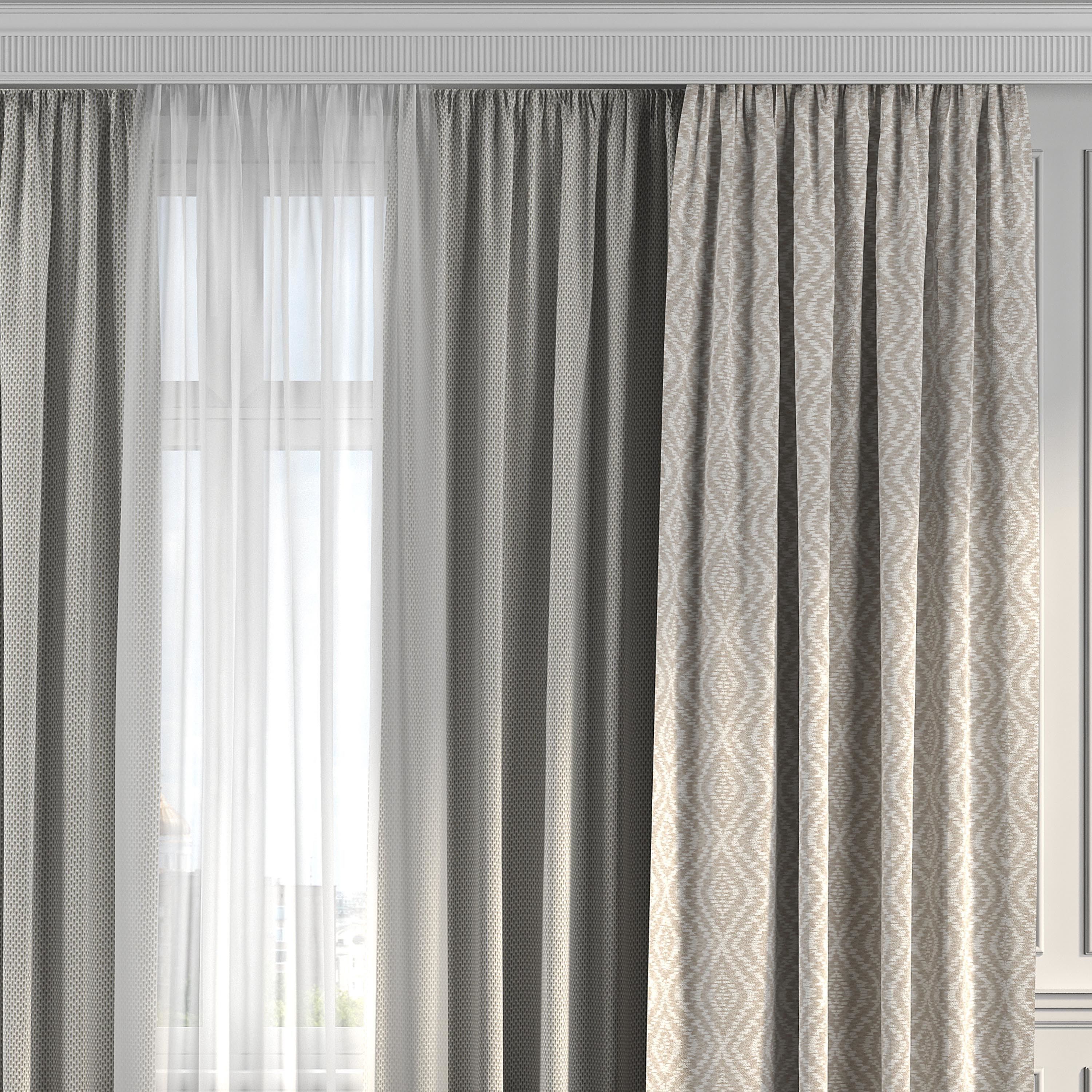 Curtain Set 190 3D model_1