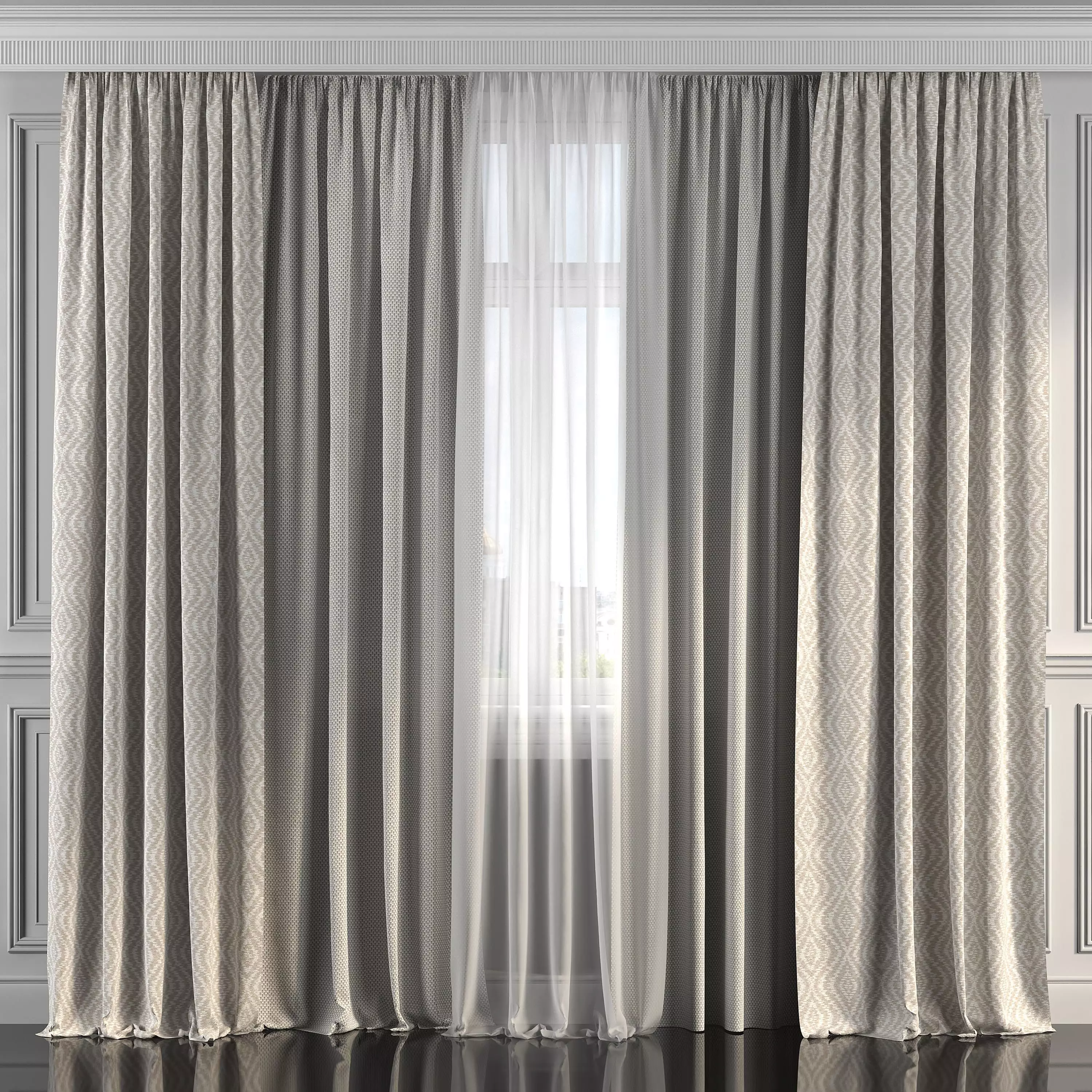 Curtain Set 190 3D model_0