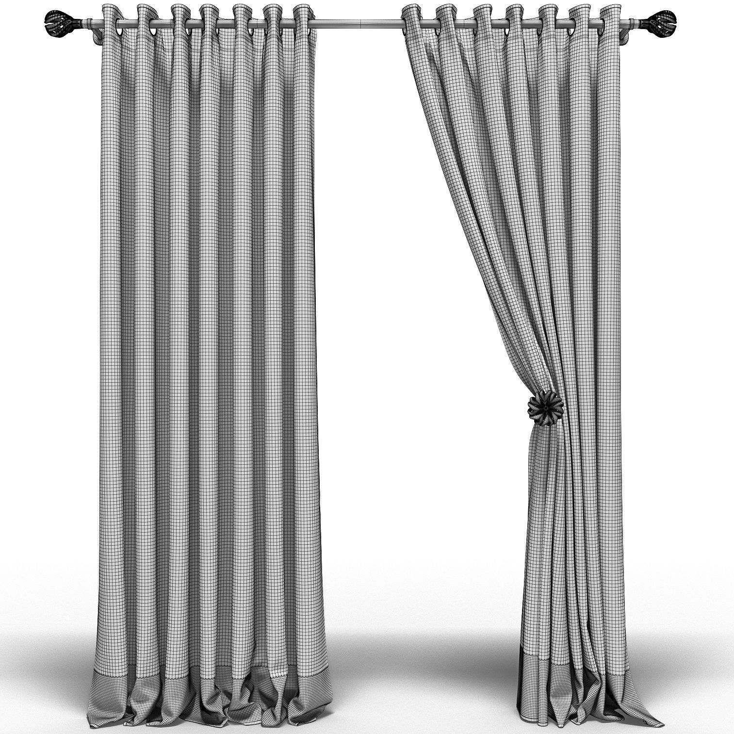 Curtains with eyelets 3D model_4