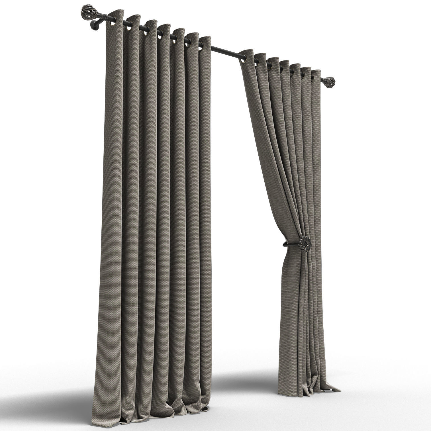 Curtains with eyelets 3D model_1