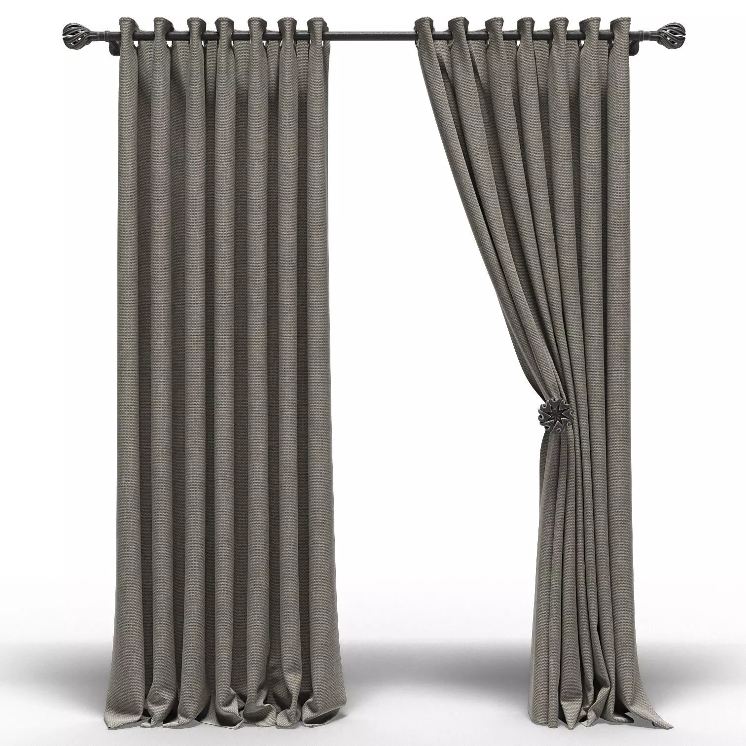 Curtains with eyelets 3D model_0
